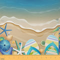 Summer Hawaii Seaside Soft Flannel Polyester No Stretch, Beach Shells Theme by CastleFairy