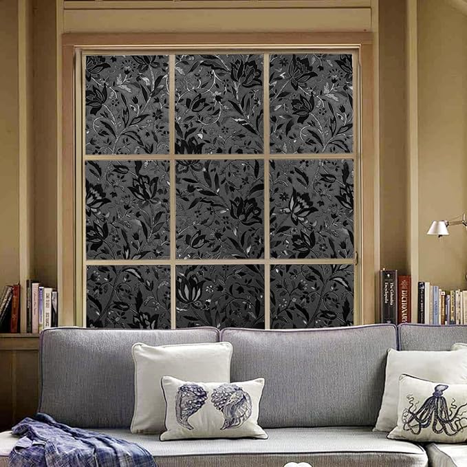 LEMON CLOUD Total Blackout Window Film Privacy Static Cling Frosted Black - Image 5