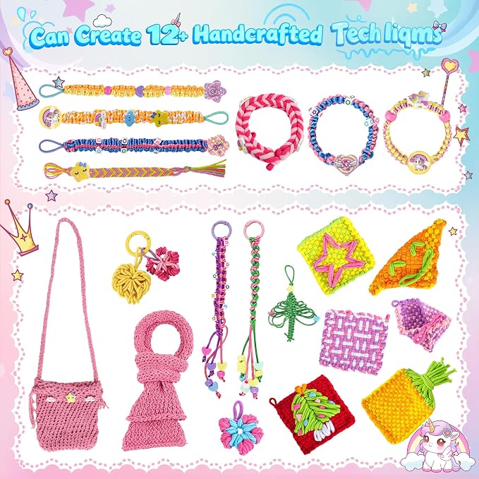 6-in-1 Friendship Bracelet Making Kit, Weaving Loom Kit Toys, 500+ Pcs Craft - Image 5
