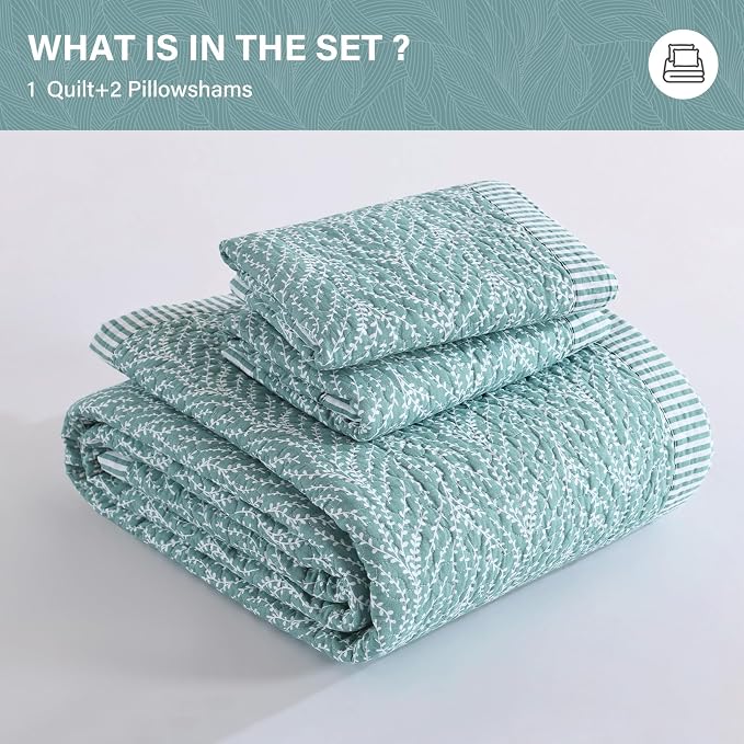 SahSahCasa Quilt Set Queen Size, 100% Cotton Quilt Bedding Set Bedspread - Image 7