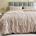 MUXHOMO Duvet Cover Queen Size, Reversible Floral Taupe Duvet Cover Set by MUXHOMO
