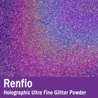 Renfio Holographic Ultra Fine Glitter Powder Metallic Resin Glitter 2.11 Oz PET - Image 2