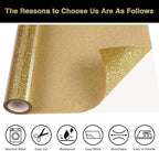 Gold Glitter HTV Heat Transfer Vinyl Roll 12inch x 20 ft - Image 3