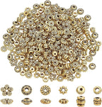 PH PandaHall 300pcs Tibetan Spacer Beads, 6 Style Antique Golden Spacers Alloy by PHPandaHall