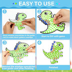 Qyeahkj 6 Pcs Dinosaur Arts Crafts DIY Dino Gem Diamond Suncatcher Crafts - Image 3
