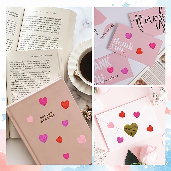 BEISHIDA 392 Pcs Glitter Foam Heart Stickers，Red Pink Purple Heart Shapes - Image 6