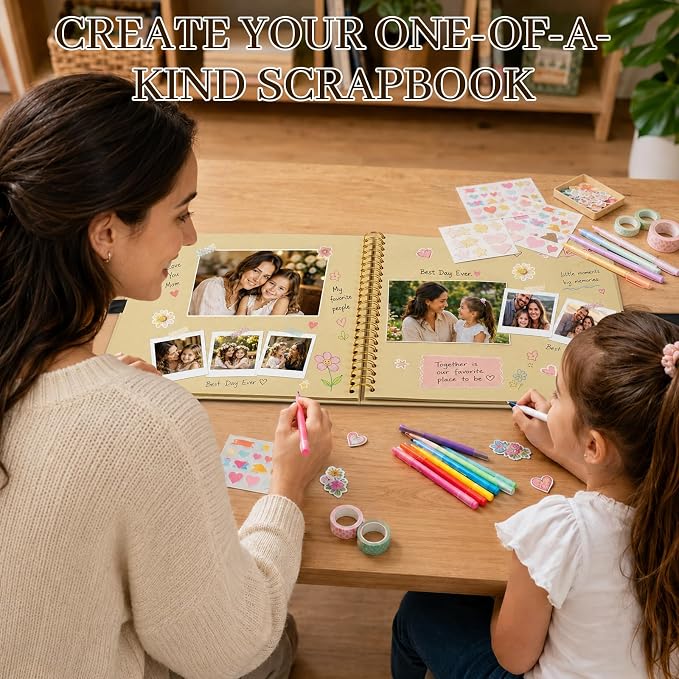 Scrapbook Album 12 Inch 50 Sheets 100 Pages, Kraft Paper Cover DIY Photo Album - Image 2