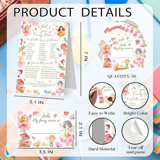 What's Your Fairy Name Game Cards, Birthday Game Supplies, 1 Fairy Name Game - Image 2