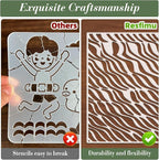 Geometric Texture Stencils for Crafts Reusable 36Pcs Stencils | DIY Art - Image 3