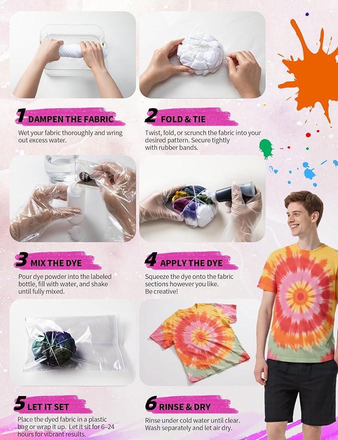 Tie Dye Kit - 7 Pastel Shades All in One Tie Dye Kits - Image 6