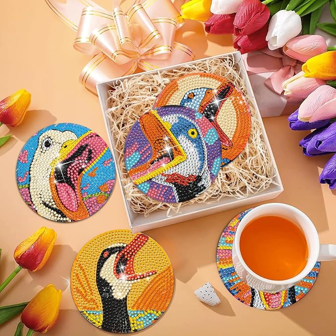 EWJRNSF 6 PCS Diamond Art Coasters Kits, Small Diamond Painting Coasters - Image 6