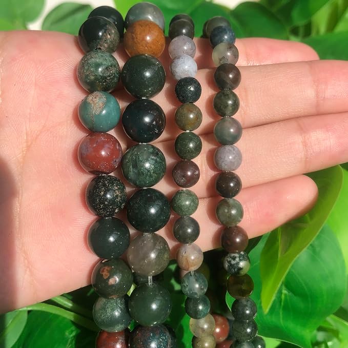 60pcs Round Loose Polish Indian Agate Beads - Image 3
