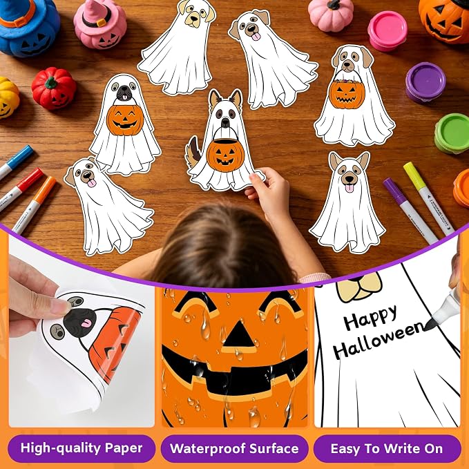 54Pcs Halloween Ghost Cutouts, Classroom Halloween Bulletin Board Paper Cutouts - Image 3