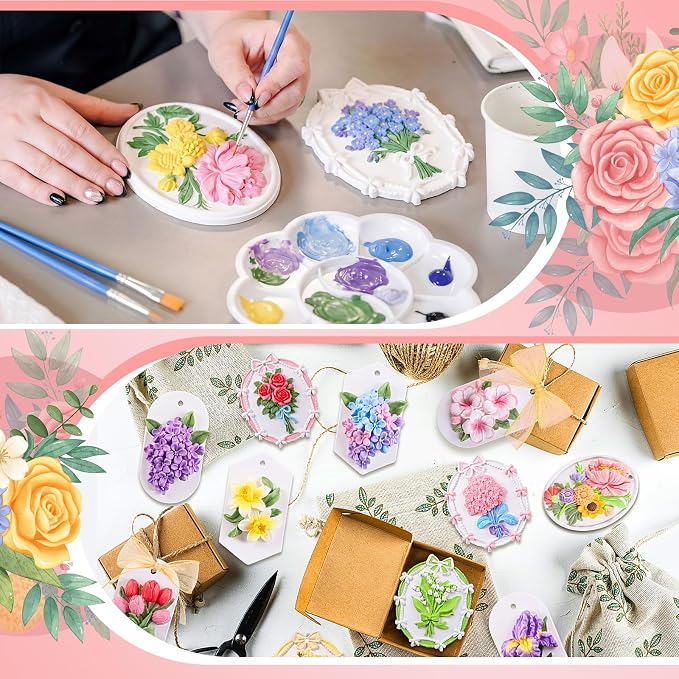 Teyva Daily 12 Sets Flower Ceramic Painting Kit DIY Ceramic to Paint Your Own - Image 6