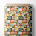 Patchwork Cotton Fabric Panel 61 x 36.6 Inches, Scandinavian Heart Pattern by FabricsTown