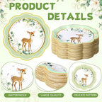 Funnymoom 60 Pcs 7 Inch Woodland Animals Baby Shower Paper Plates Woodland - Image 3