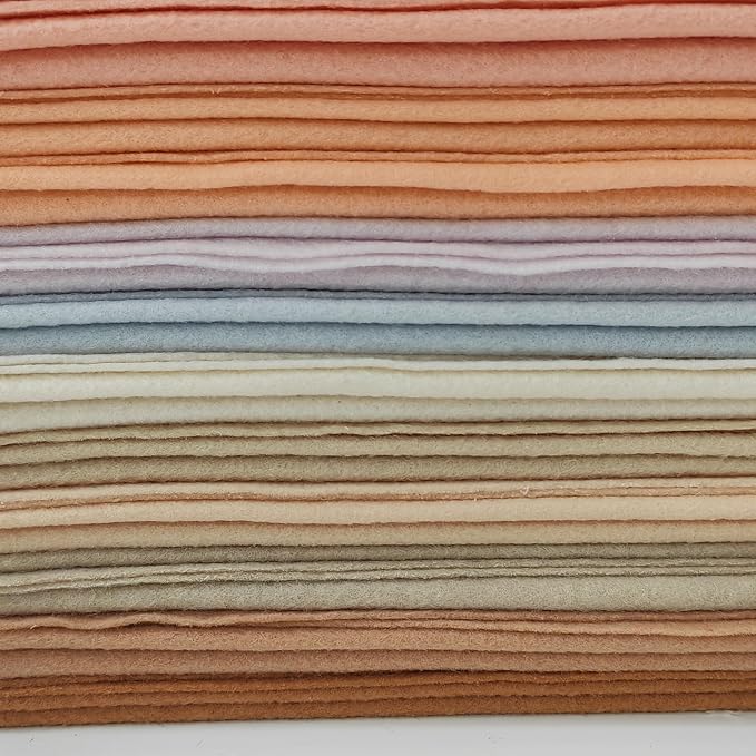 XSEINO 12 Rolls 8"x35" 1.4mm Thick Soft Felt Fabric Sheet 12 Assorted Nude Tone - Image 3