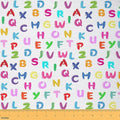 Cartoon Letter Graffiti Fabric by The Yard, Toddler Child Alphabet DIY Art by CastleFairy