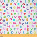 Cartoon Letter Graffiti Fabric by The Yard, Toddler Child Alphabet DIY Art by CastleFairy