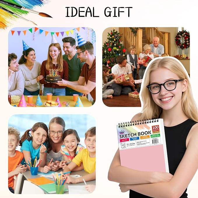 WINNER 9" x 12" Sketch Book 4 Pack, 400 Sheets Spiral Bound Art Sketchbook - Image 8