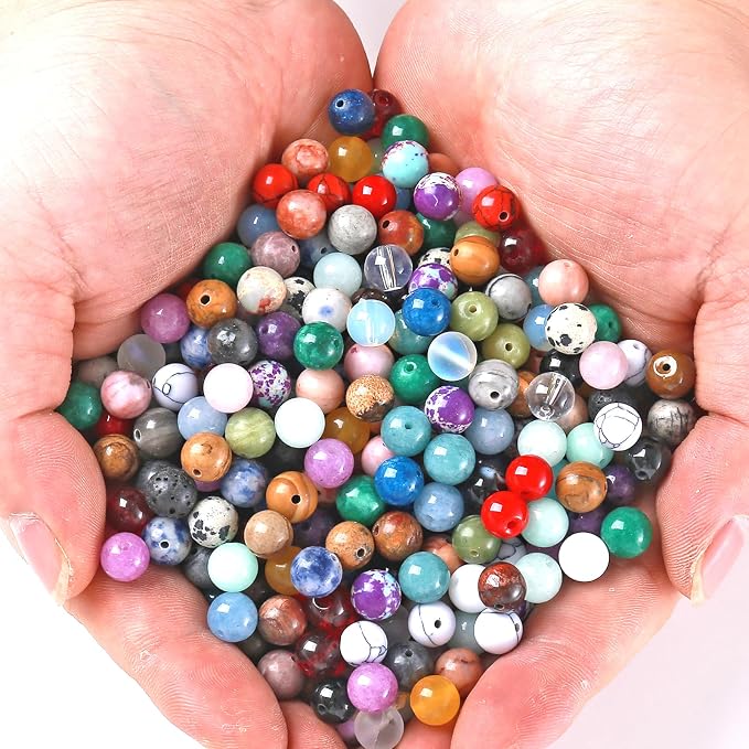 100PCS 8mm Natural Multicolor Stone Beads Round Loose Spacers Beads - Image 4