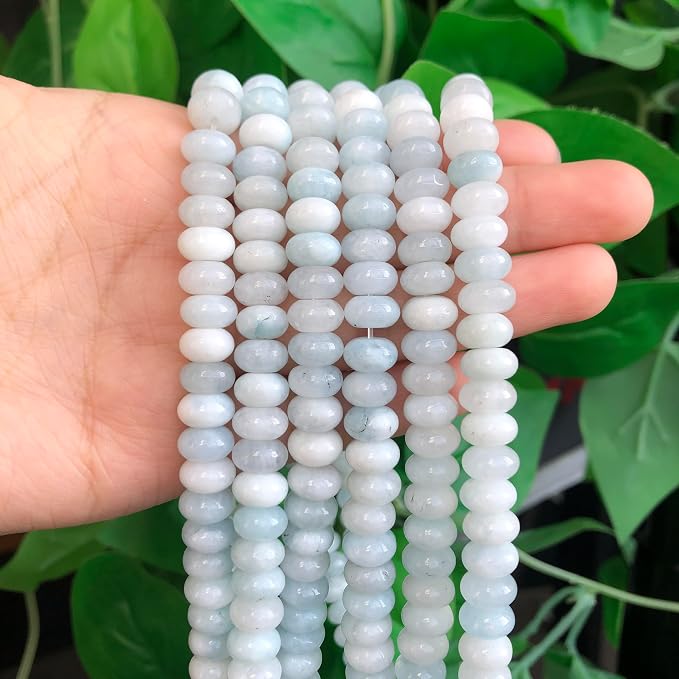 Songxi 5x8mm Natural Aquamarine Stone Rondelle Beads, Gemstone - Image 5