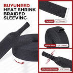Heat Shrink Wire Loom 2:1 Shrinkable Braided Cable Sleeve 3/8 Inch ID-128ft - Image 2