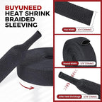 Heat Shrink Wire Loom 2:1 Shrinkable Braided Cable Sleeve 3/8 Inch ID-88ft - Image 2