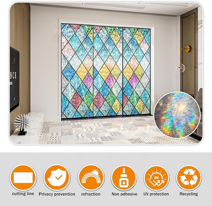Countewol Rainbow Privacy Window Film Stained Glass Window Film That is - Image 6