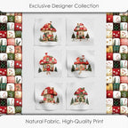 Christmas Patchwork Mushroom House Fabric Panel – Single Continuous Cotton - Image 5