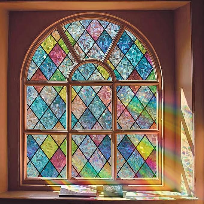 Window Privacy Film, Static Cling Stained Glass Window Film Decorative by Anewlookinnotime