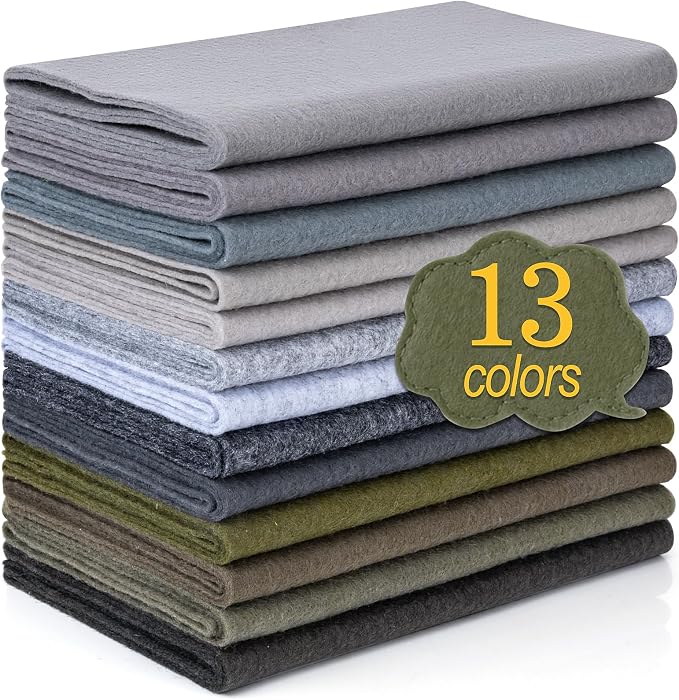 XSEINO 13 Rolls 8"x35" 1.4mm Thick Soft Felt Fabric Sheet 13 Assorted Gray by XSEINOiscreating%EF%BC%81