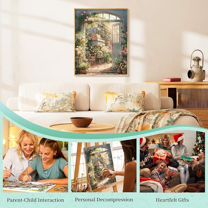 Paint by Numbers Kit for Adults, Rose Garden DIY Painting Kit, 16x20 Inch | - Image 7