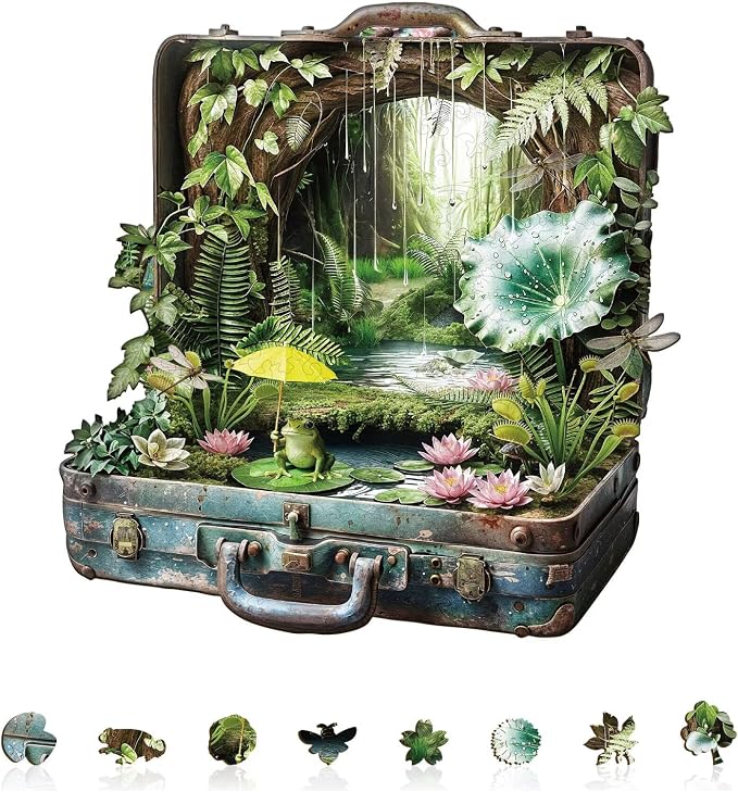 Fantasy Forest Adult Puzzles Suitcase Garden Nature Rain Forest Landscape Water by Jollitot