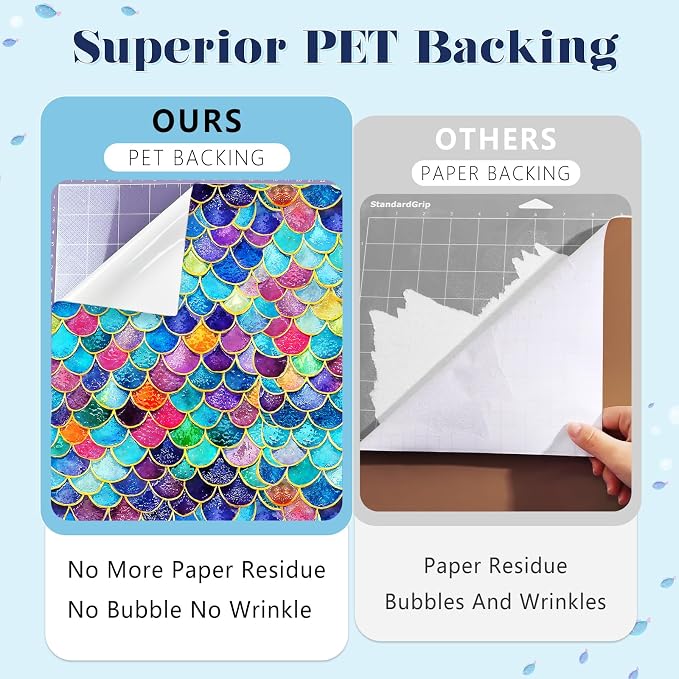 Fish Scale Patterned Permanent Adhesive Vinyl 12 Sheets 12'' x 10'' | Mermaid - Image 4