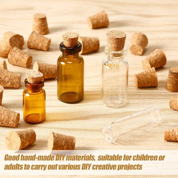 Jetec 350 Pcs Small Cork Stoppers Mini Tapered Cork Plugs, 0.4 x 0.3 in | Glass - Image 7