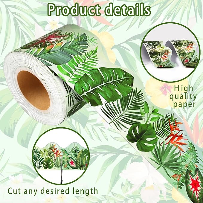 69 Feet Tropical Leaves Patterns Bulletin Board Borders Jungle Leaves Border - Image 3