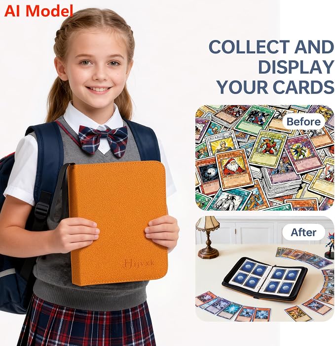 4 Pocket Card Binder for 400 Cards, Premium PU Zipper Card Collection Album - Image 6
