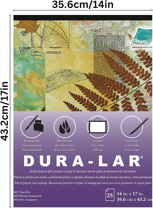 Grafix Dura-Lar 0.003" Film, Ultra Clear, Glossy 14"x17" Sheet, Mylar/Acetate - Image 2