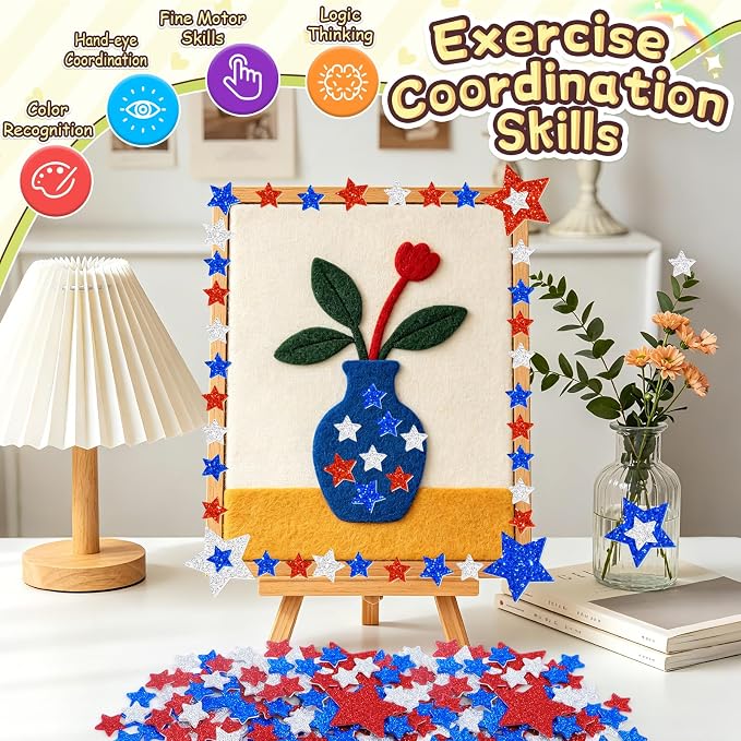 1384Pcs Glitter Foam Stickers, Colorful Self Adhesive Geometric Foam Stickers - Image 4