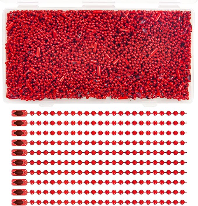 300Pcs Stainless Steel Ball Chain Set, 2.4mm Bead Chains 10 Colors 3.9 Inch by ELANE