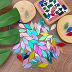 LITMIND 120 Pieces Assorted Colors Iridescent Mosaic Glass Petals & Leaves - Image 7