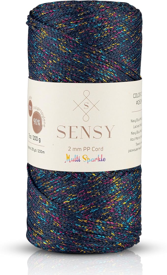 Sensy Premium 2mm 251 Yards Sparkle Polyester Rope 90% Polypropylene 10% by SSENSY