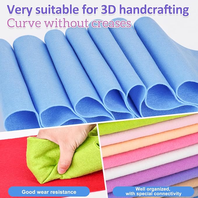12 Rolls 8"x35" 1.4mm Thick Soft Felt Fabric Sheet 12 Assorted Rainbow Series - Image 4