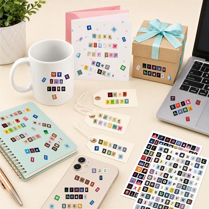 1304 Pcs Letter Stickers for Scrapbook Supplies, Vintage Alphabet Stickers | 12 - Image 7