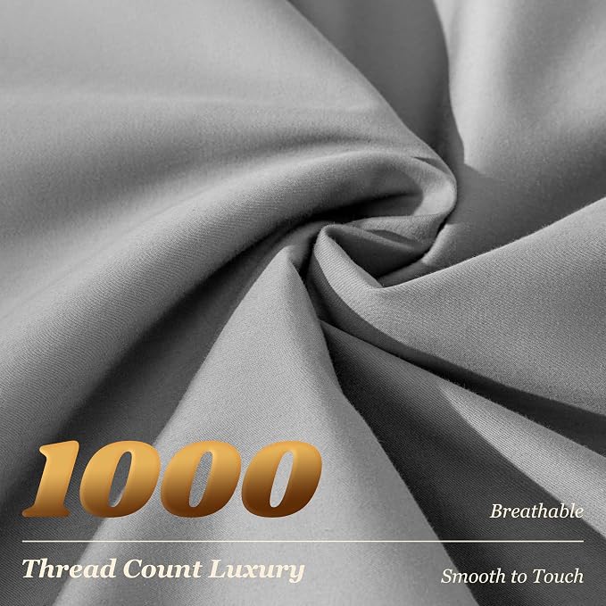 LBRO2M 1000 Thread Count 100% Egyptian Cotton Sheets Set, Queen Size Bed Sheet - Image 3