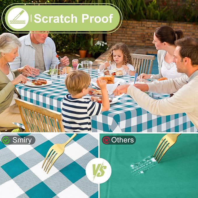 Smiry Rectangle Table Cloth, Waterproof Vinyl Tablecloth - Image 5