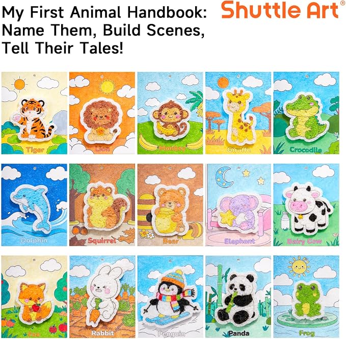 Shuttle Art 63 Pcs Magic Foam Texture Painting Kit Animal Series: 15 Animal - Image 2