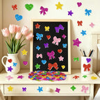 875PCS Glitter Foam Stickers, Colorful Heart & Star & Bow Stickers, - Image 5