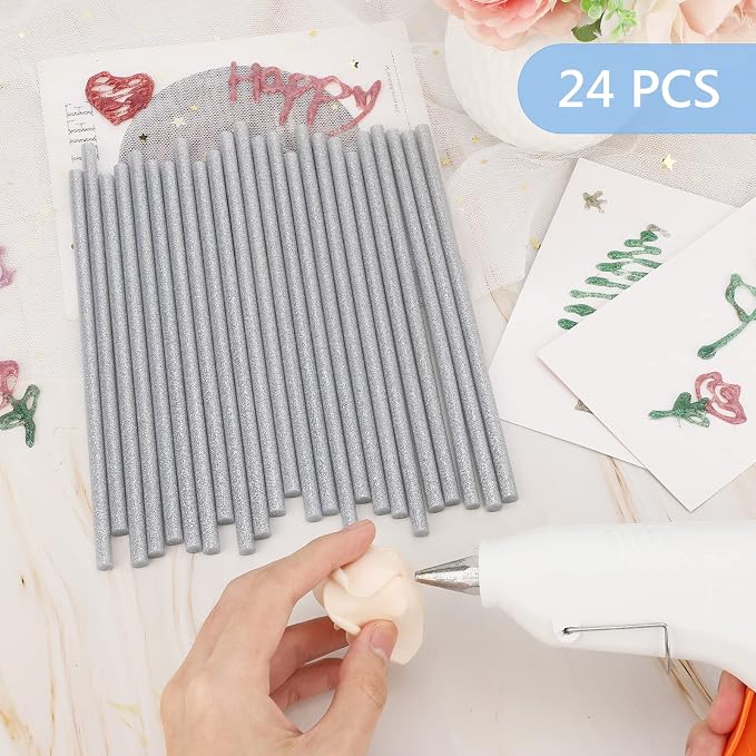 Manarty Glitter Silver Hot Glue Sticks, All Temperature Adhesive EVA Glue Sticks - Image 7